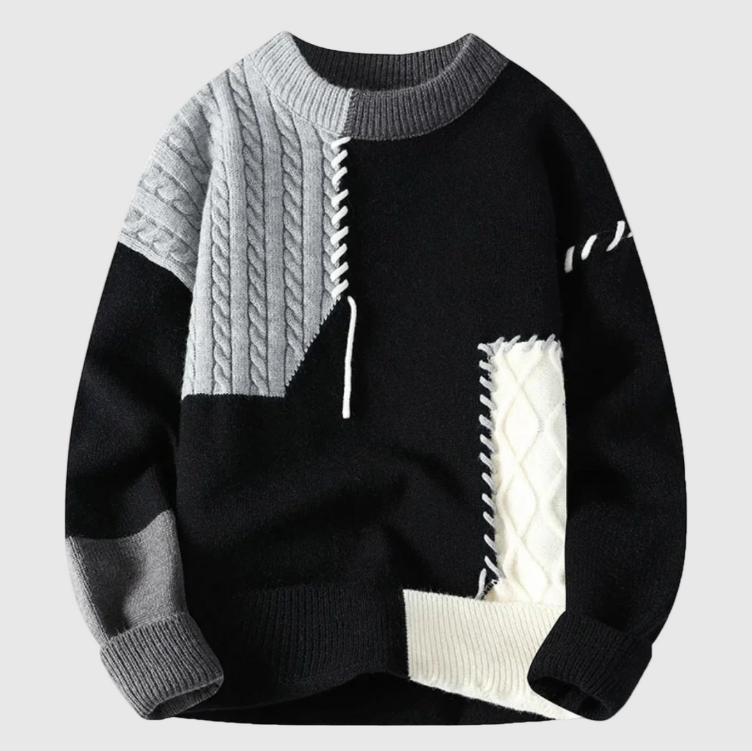 Jordán – Kötött pulóver patchwork mintával