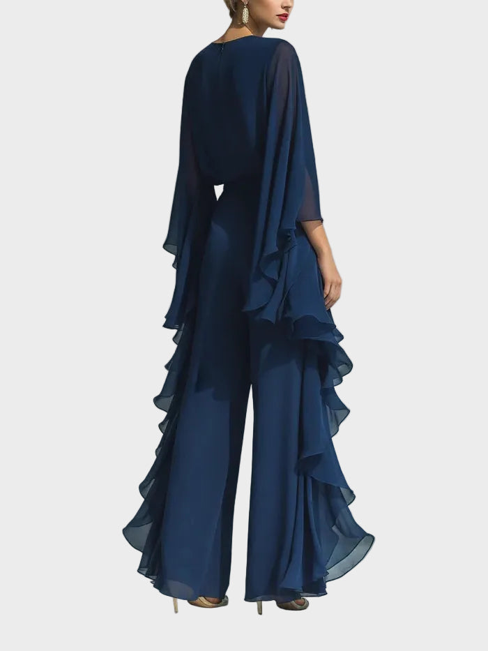 Aurora - Elegáns Chiffon Készlet Rávarrásokkal
