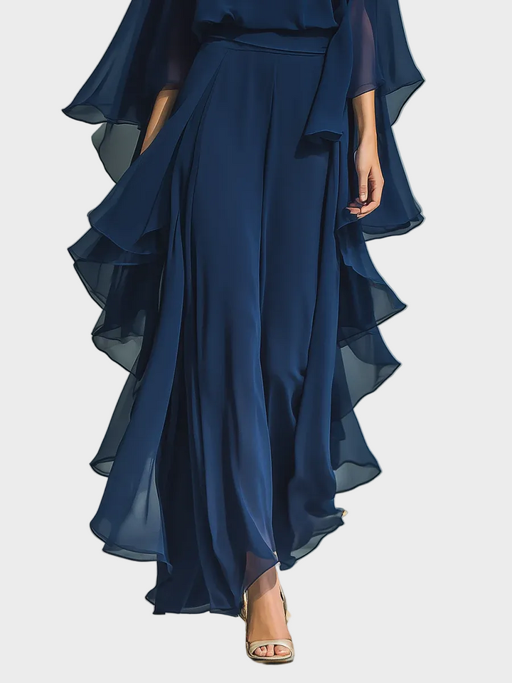 Aurora - Elegáns Chiffon Készlet Rávarrásokkal