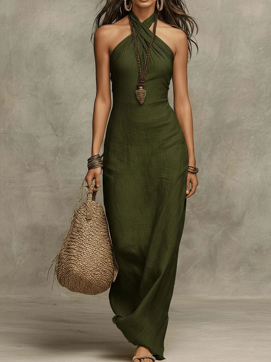 Makszi Dress Halter Column Puha Műszövetből
