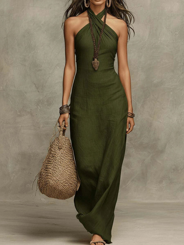 Makszi Dress Halter Column Puha Műszövetből