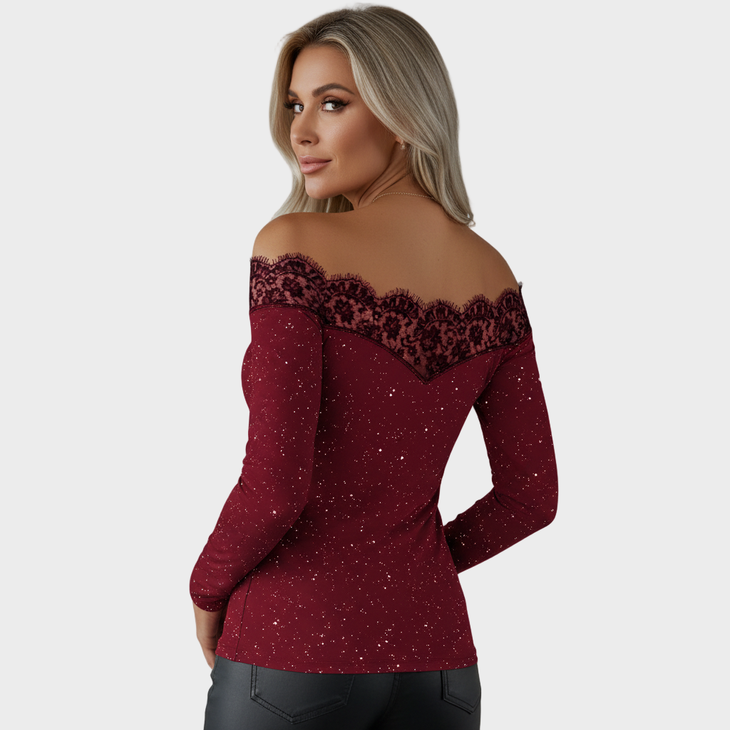 Stella – Elegáns csipkés blúz csillagos mintával