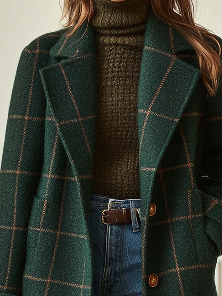 Vanessa | Elegáns Kockás Gyapjú Kabát