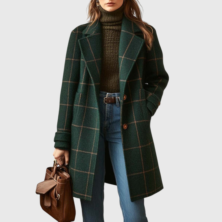 Vanessa | Elegáns Kockás Gyapjú Kabát